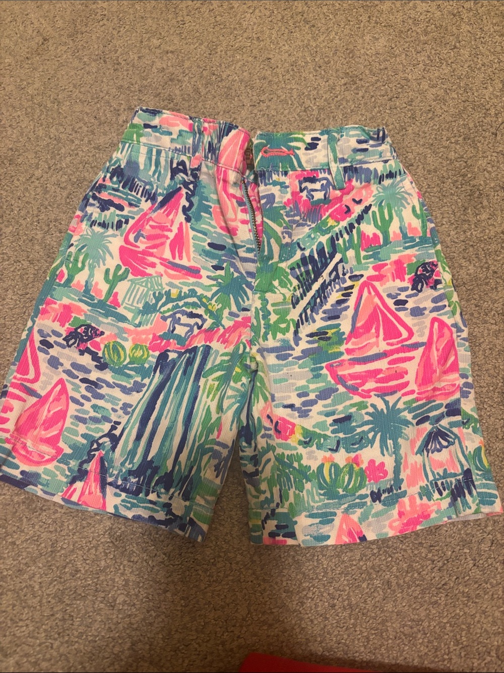 Lilly Pulitzer Boys Beaumont Shorts Size 3 Salt in the Air Sailboat 6.25”